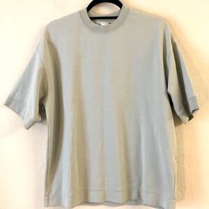 Zara Short Sleeve Crew Neck Sweatshirt Small Gray Stretch Oversized Athleisure